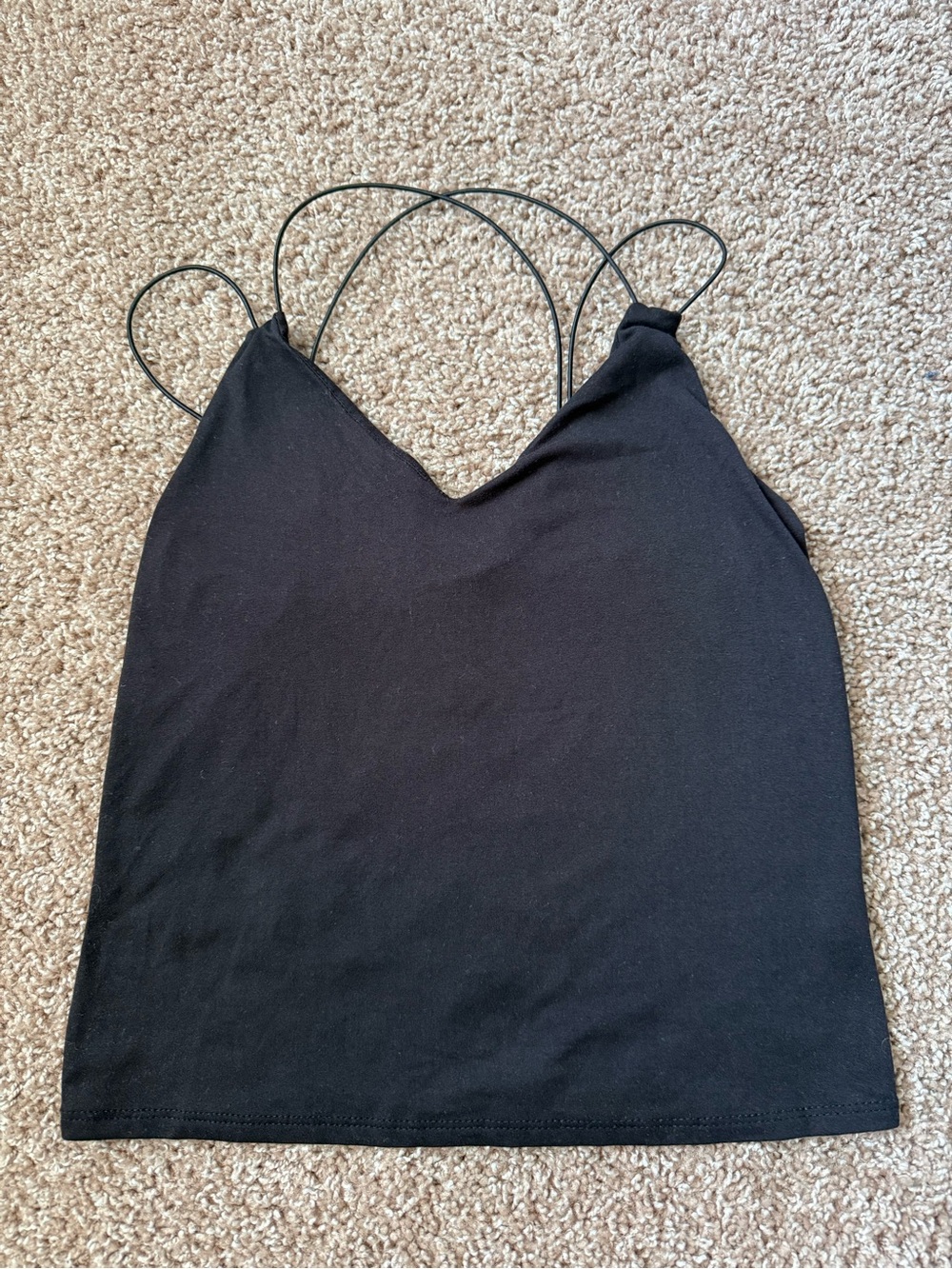 gaze Black Double Spaghetti-Strap V-Neck Camisole